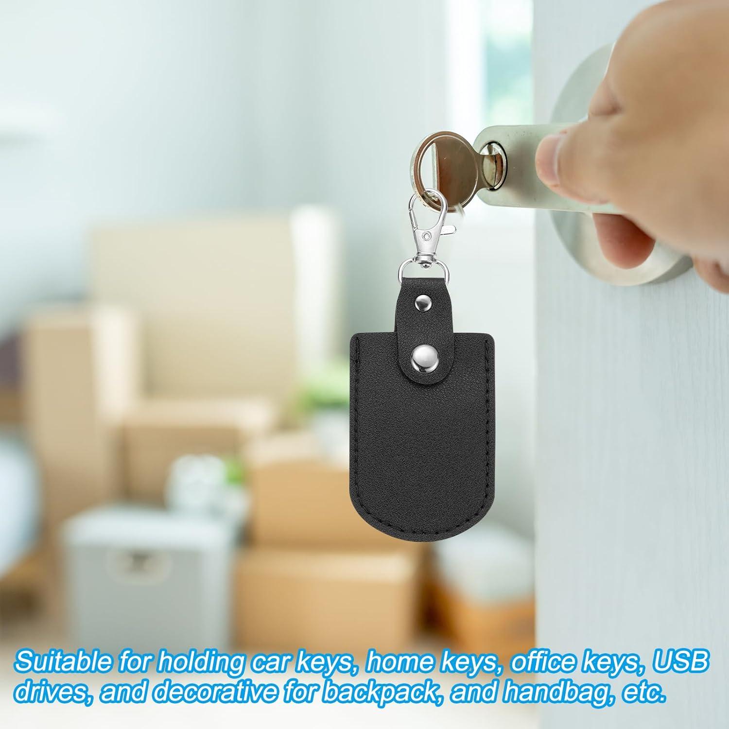 Llaveros de Cuero PATIKIL Negro 12x5 cm - 4 Unidades