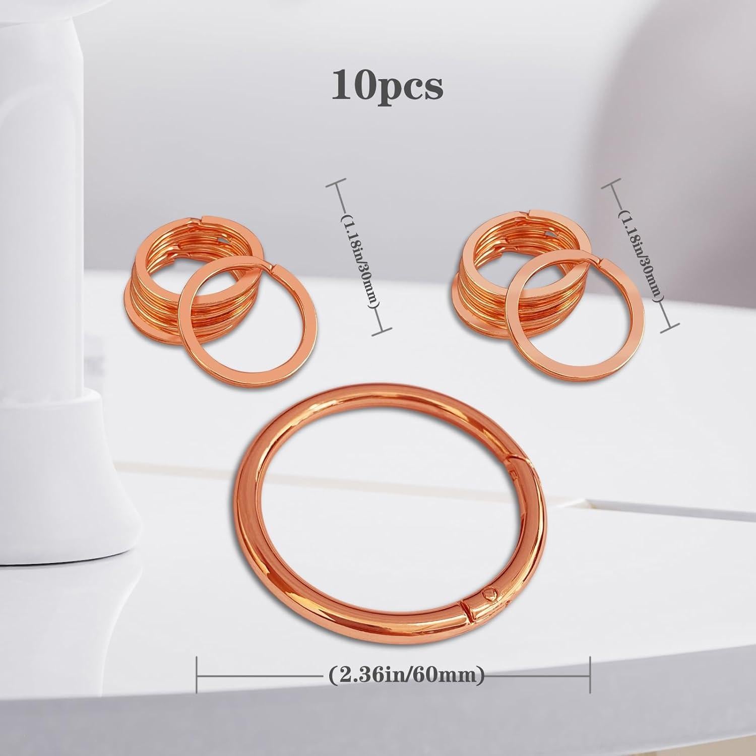 Anillas Planas Idakekiy 10 Piezas 30 mm Metal Oro Rosa