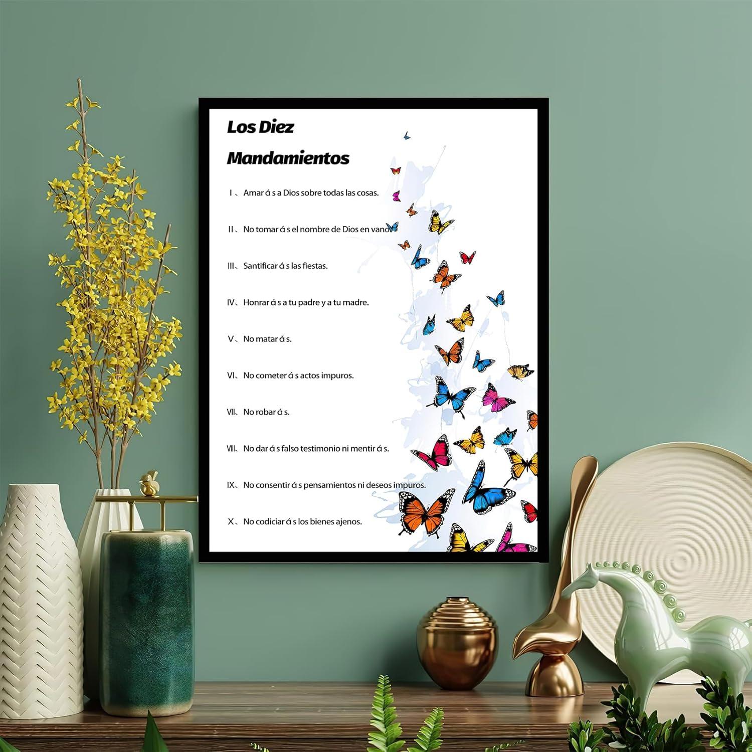 Póster Los 10 Mandamientos 30x45 cm Marco Madera