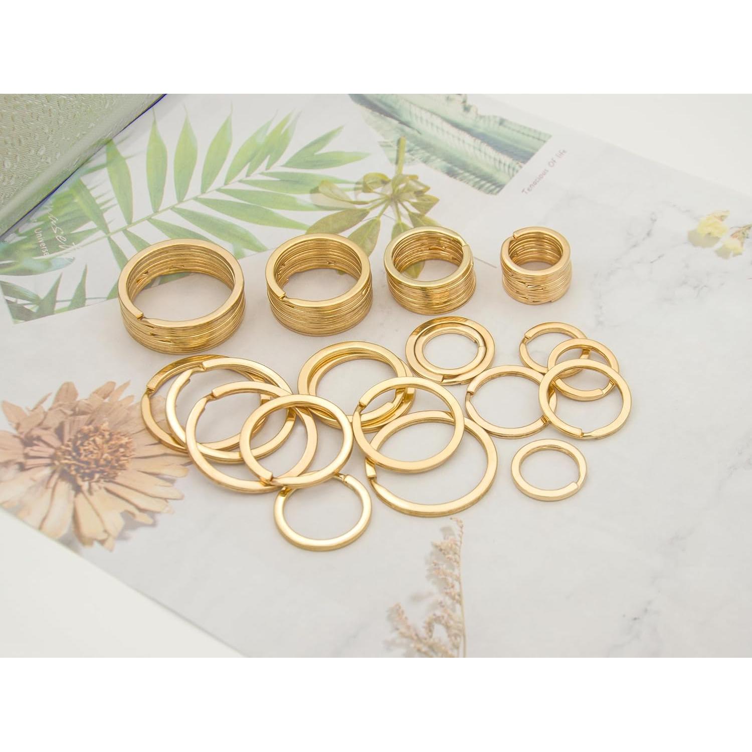 Paquete 40 Anillos de Llave Metal Dorado ZoloAJay 4 Tamaños