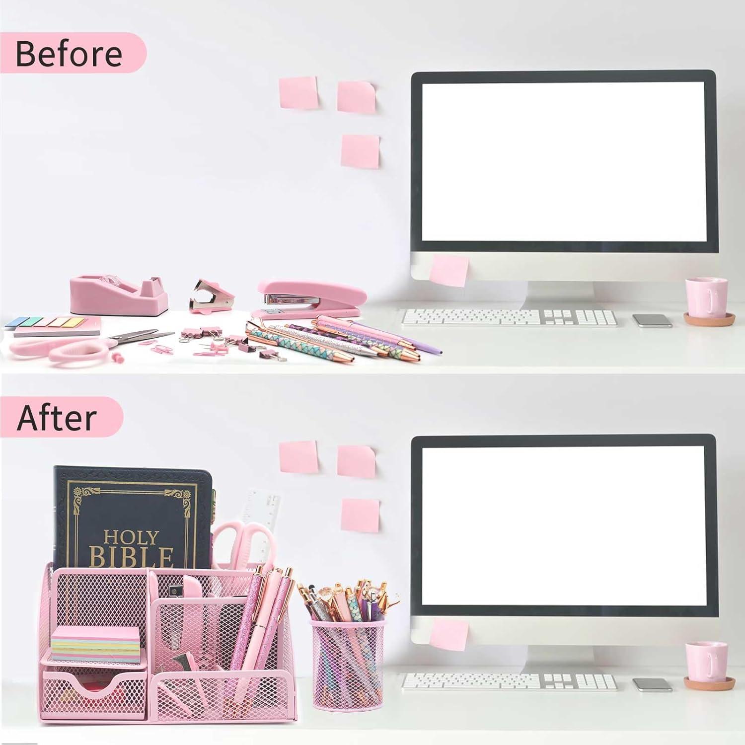 Organizador de Escritorio Rosa Shellvcase 12 Piezas