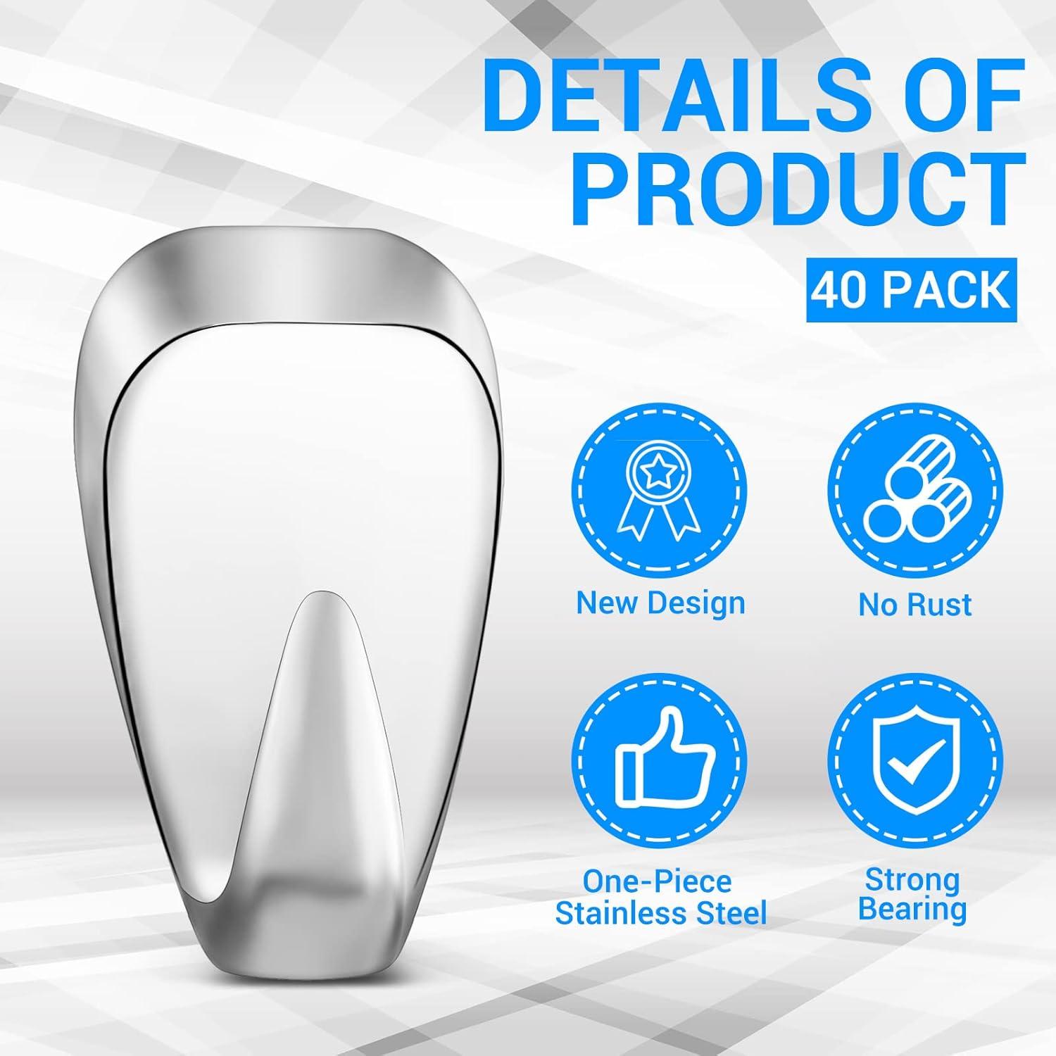 Ganchos de Cubículo LEIFIDE Acero Inoxidable 40 Piezas 18kg