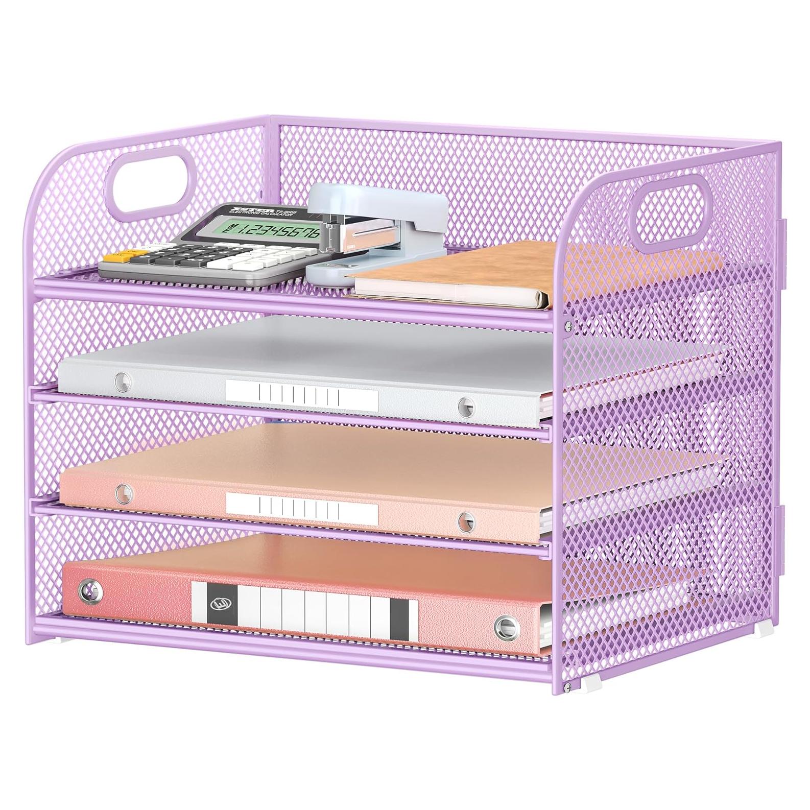 Organizador de Escritorio Lavatino 4 Niveles Malla Púrpura