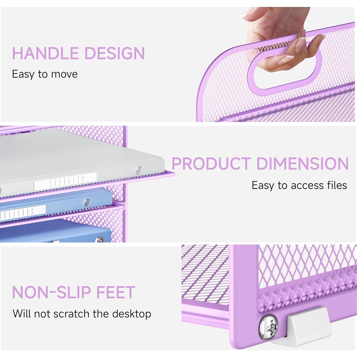 Organizador de Escritorio Lavatino 4 Niveles Malla Púrpura
