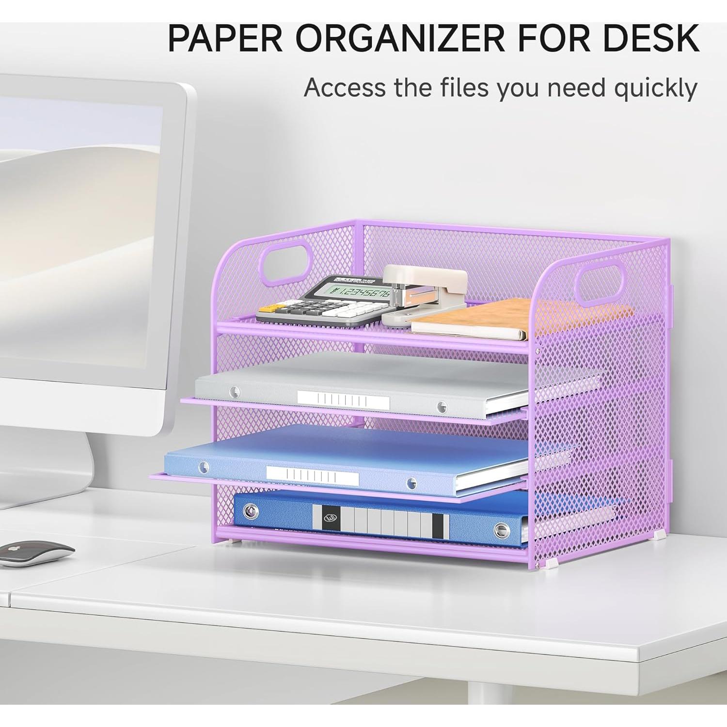 Organizador de Escritorio Lavatino 4 Niveles Malla Púrpura