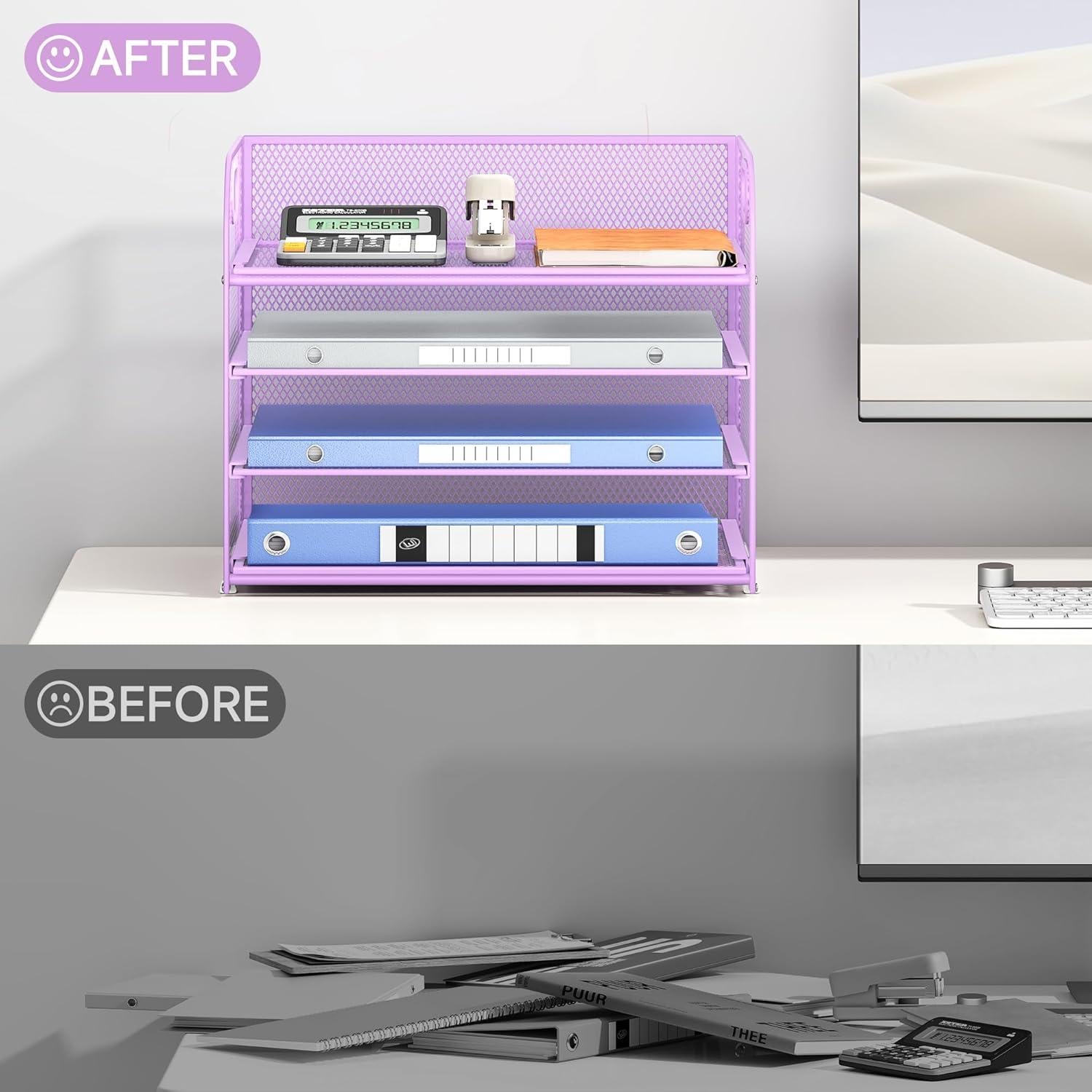 Organizador de Escritorio Lavatino 4 Niveles Malla Púrpura