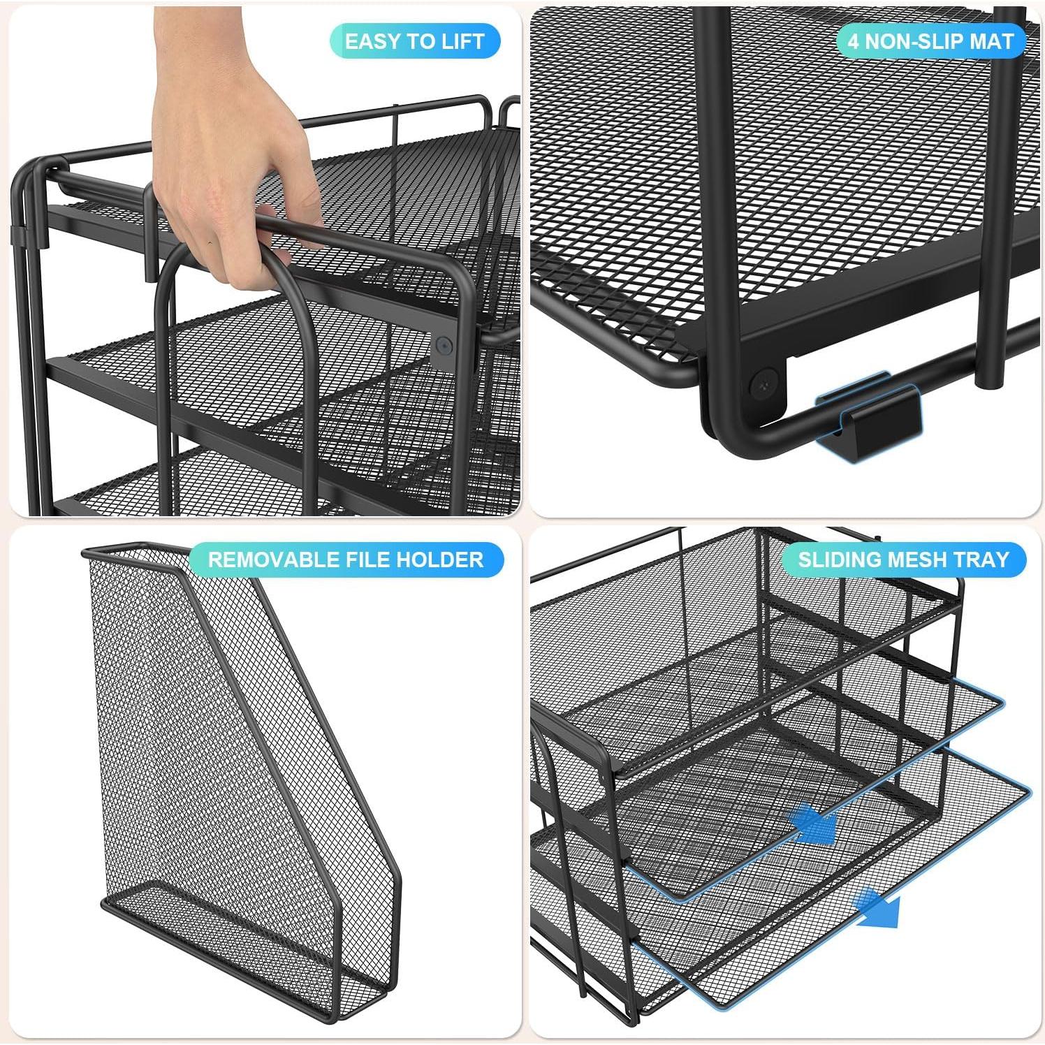 Organizador de Escritorio Gianotter 4 Niveles Metal Negro