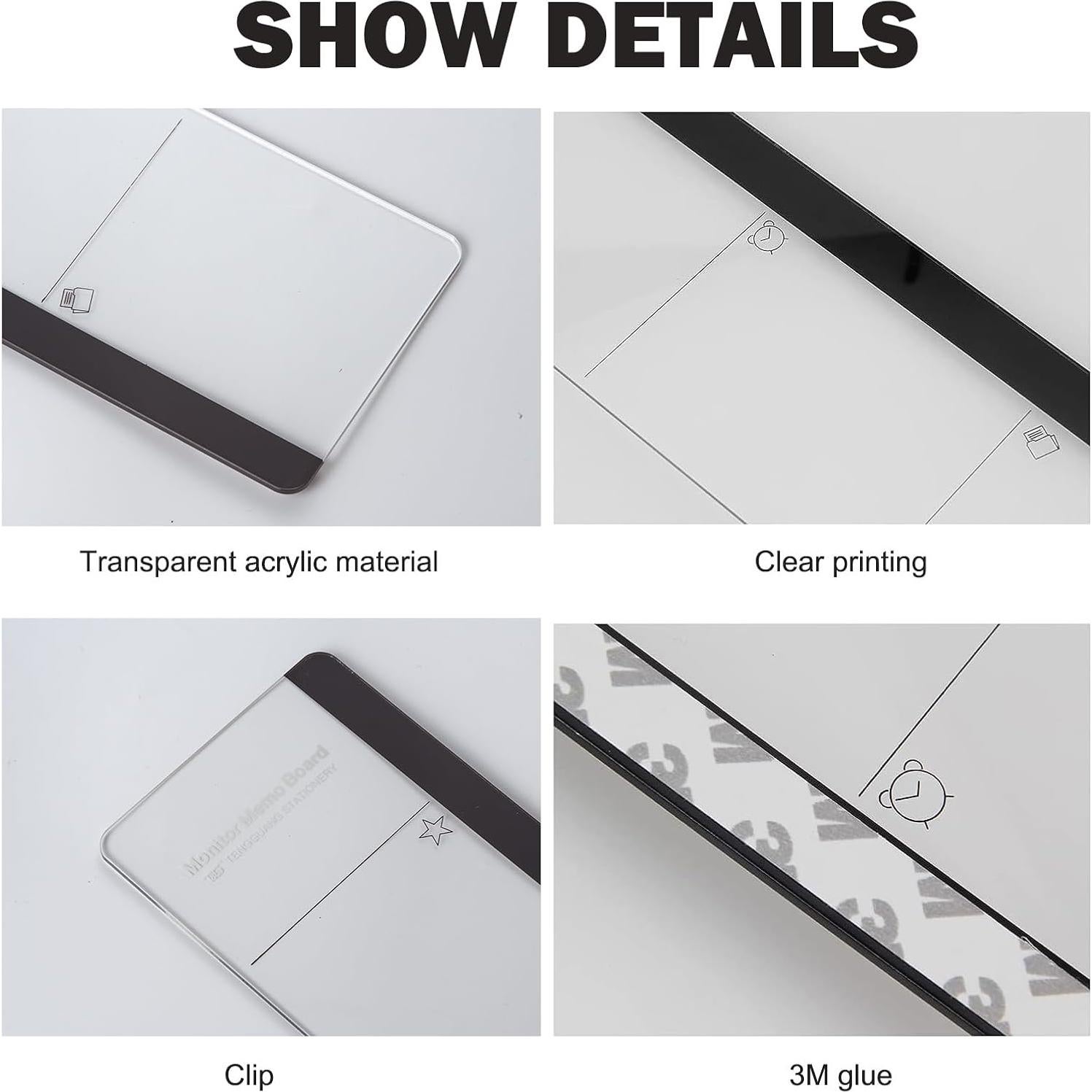 Tablero de Memoria Acrílico Edooi para Monitor 2 Pcs