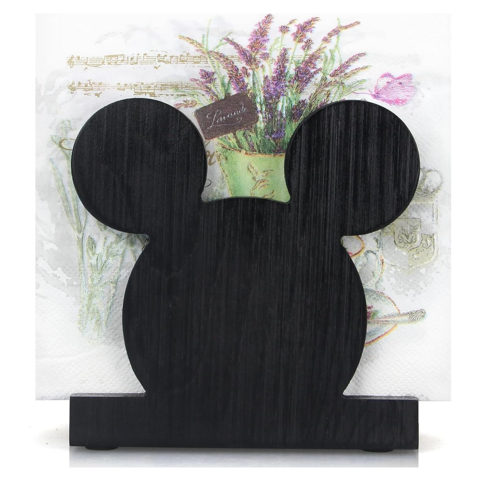 Soporte de Servilletas de Madera Renawe Mickey Negro 12,7 cm