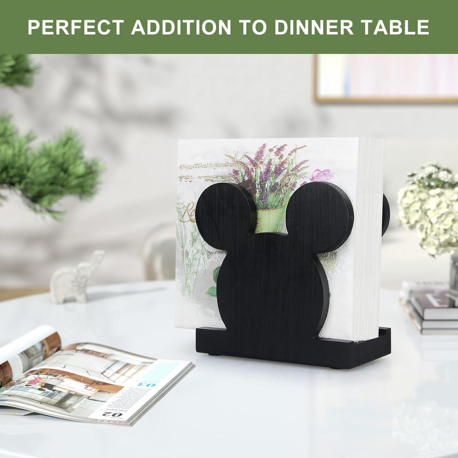 Soporte de Servilletas de Madera Renawe Mickey Negro 12,7 cm