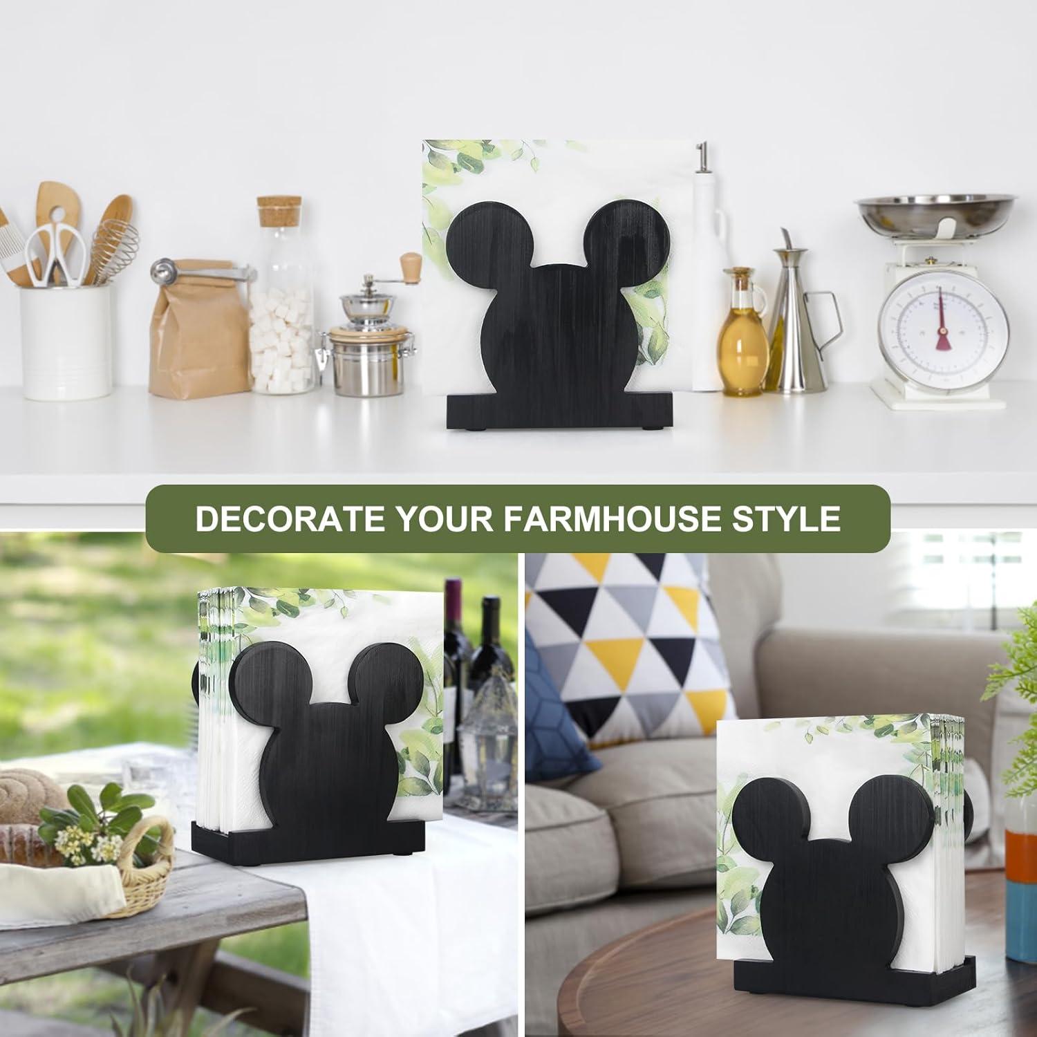 Soporte de Servilletas de Madera Renawe Mickey Negro 12,7 cm