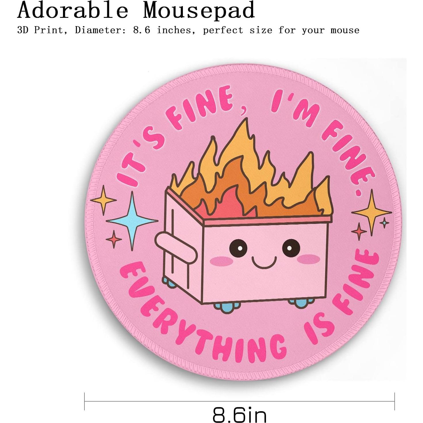 Alfombrilla de Ratón Redonda Gctriki Rosa 22 cm Antideslizante