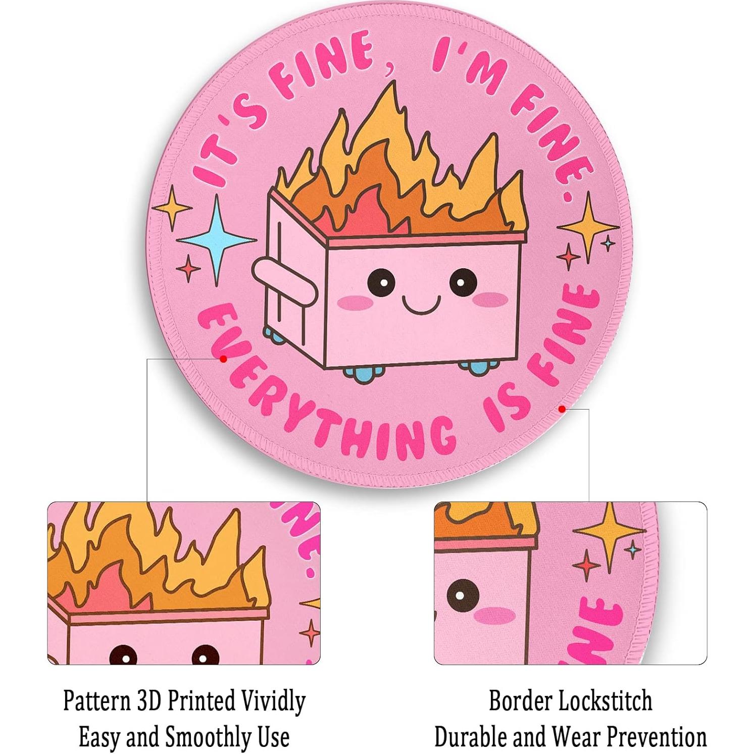 Alfombrilla de Ratón Redonda Gctriki Rosa 22 cm Antideslizante