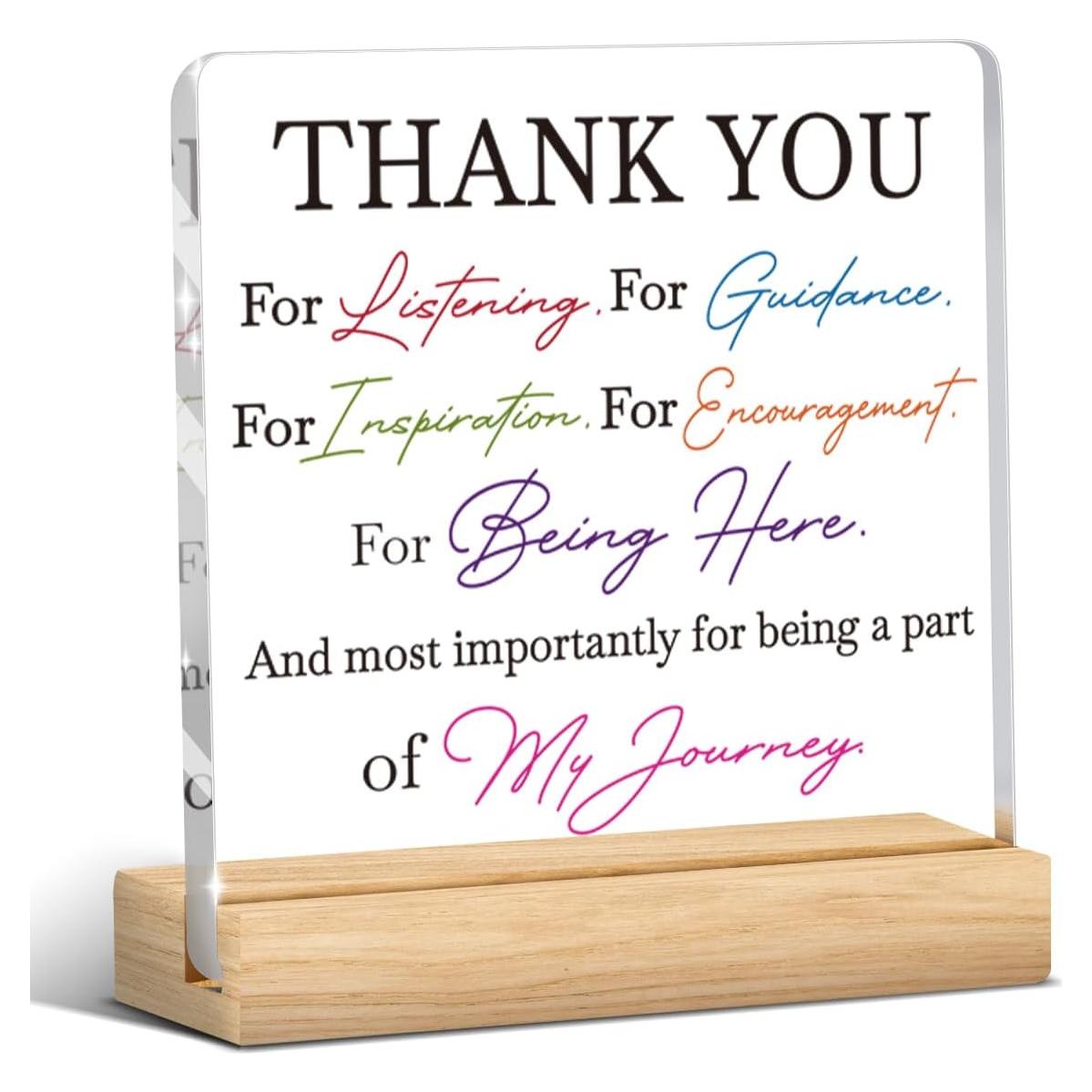 Señal Acrílica de Agradecimiento HTBIG 10x10 cm con Soporte