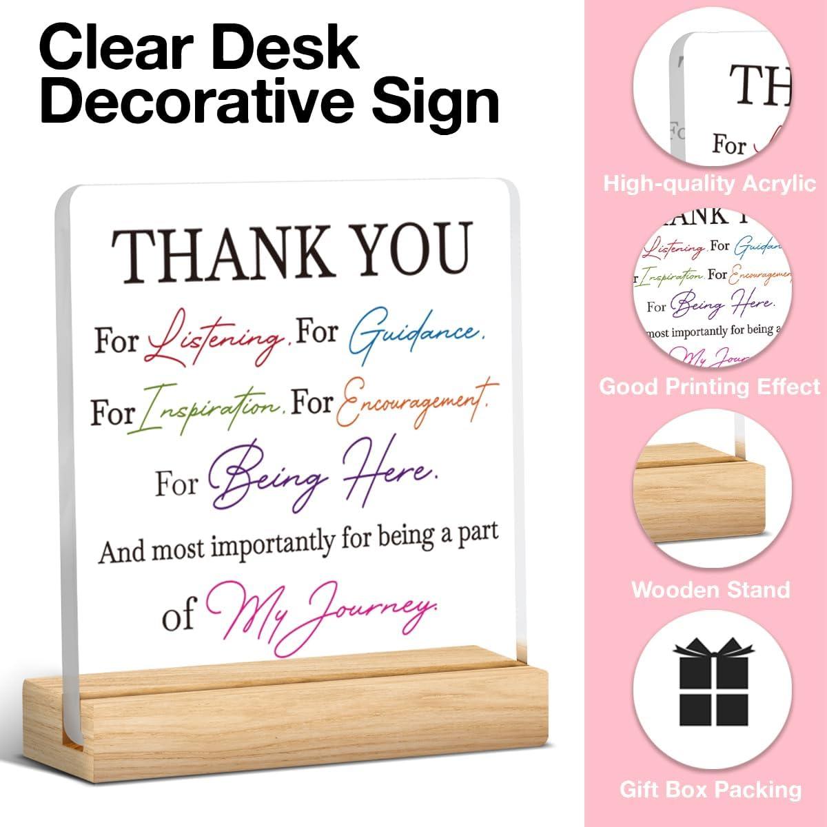 Señal Acrílica de Agradecimiento HTBIG 10x10 cm con Soporte