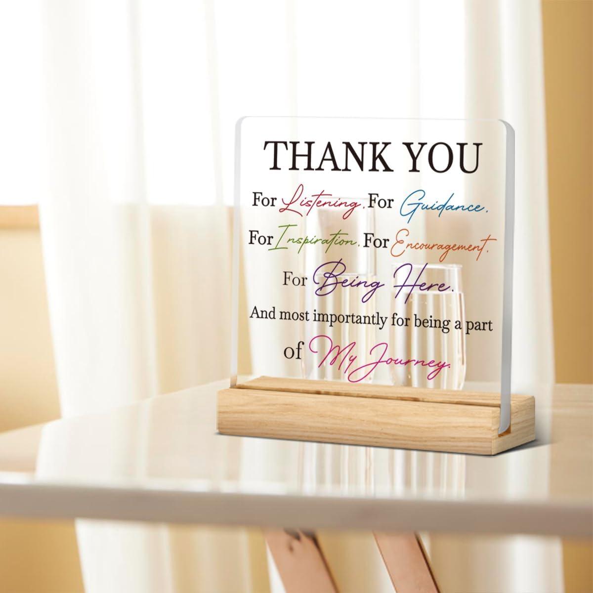 Señal Acrílica de Agradecimiento HTBIG 10x10 cm con Soporte