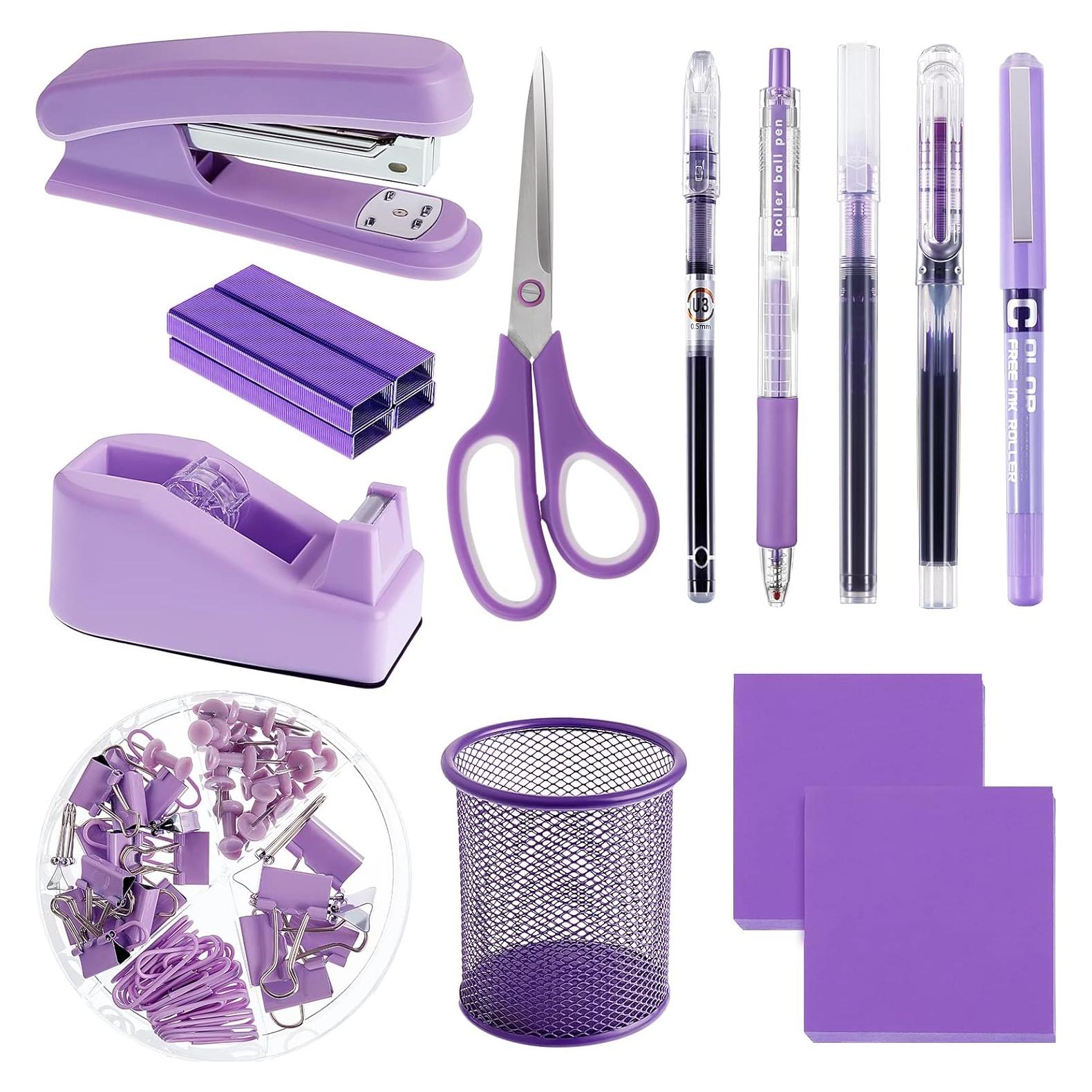 Set de Suministros de Oficina Morados Gueevin - 13 Piezas