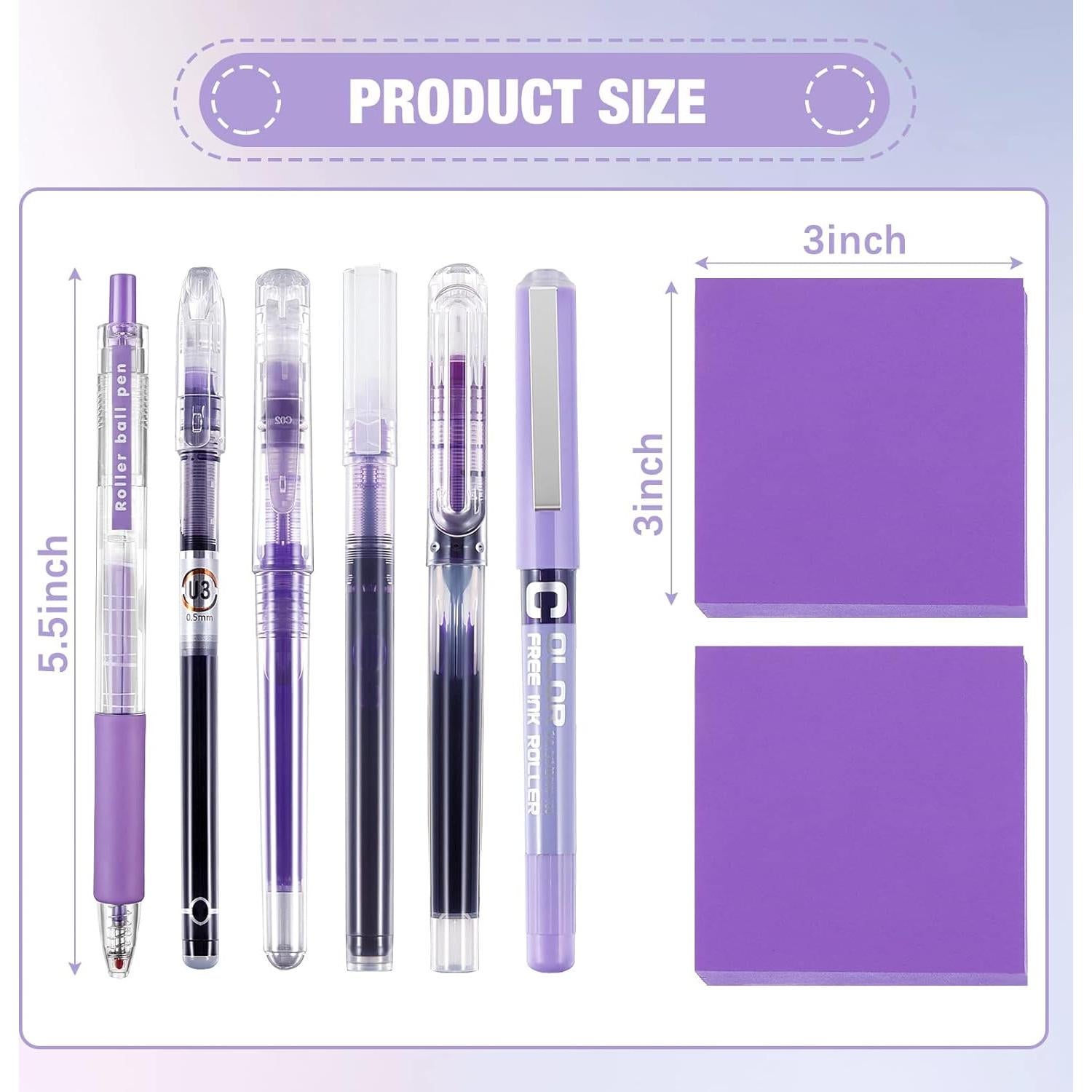 Set de Suministros de Oficina Morados Gueevin - 13 Piezas