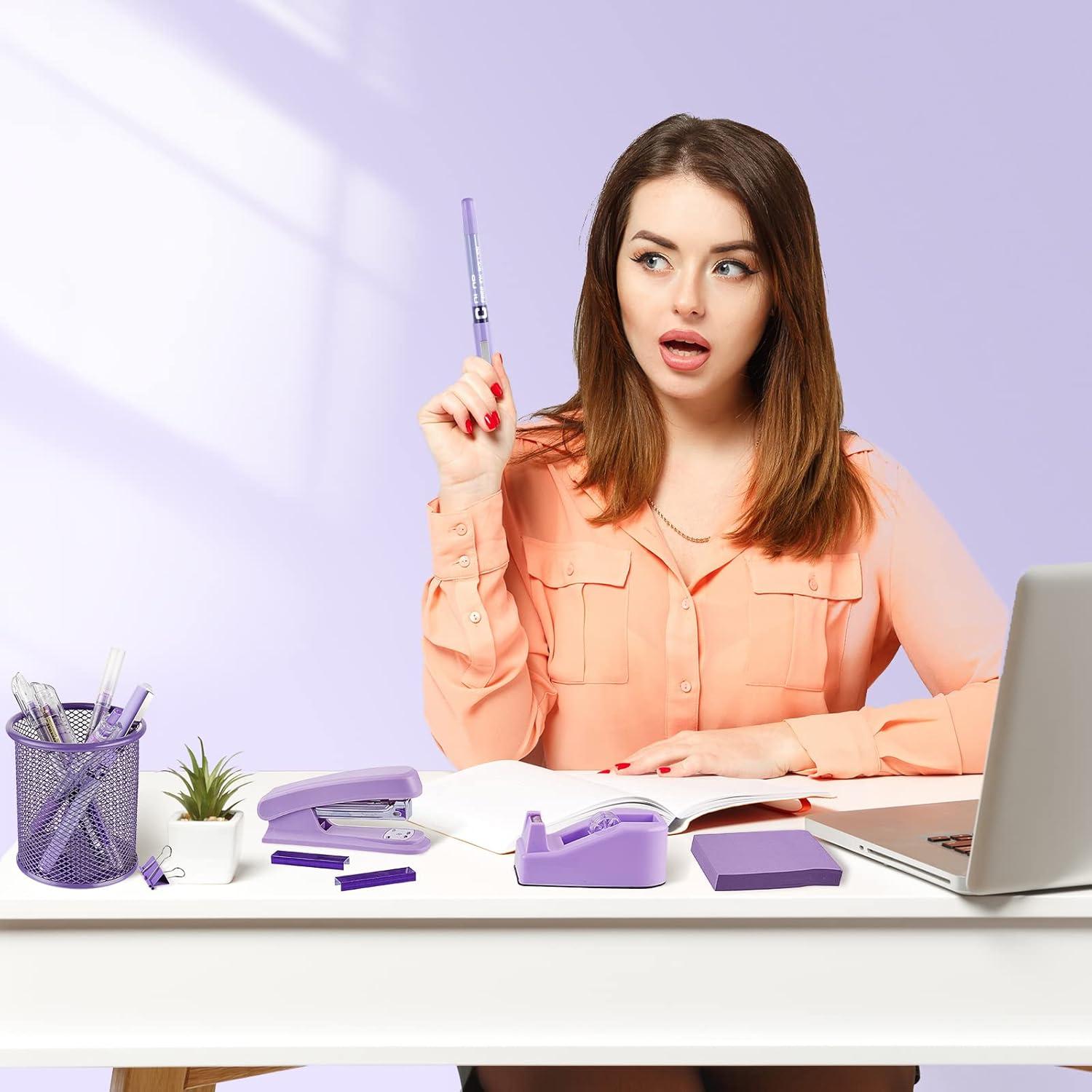 Set de Suministros de Oficina Morados Gueevin - 13 Piezas