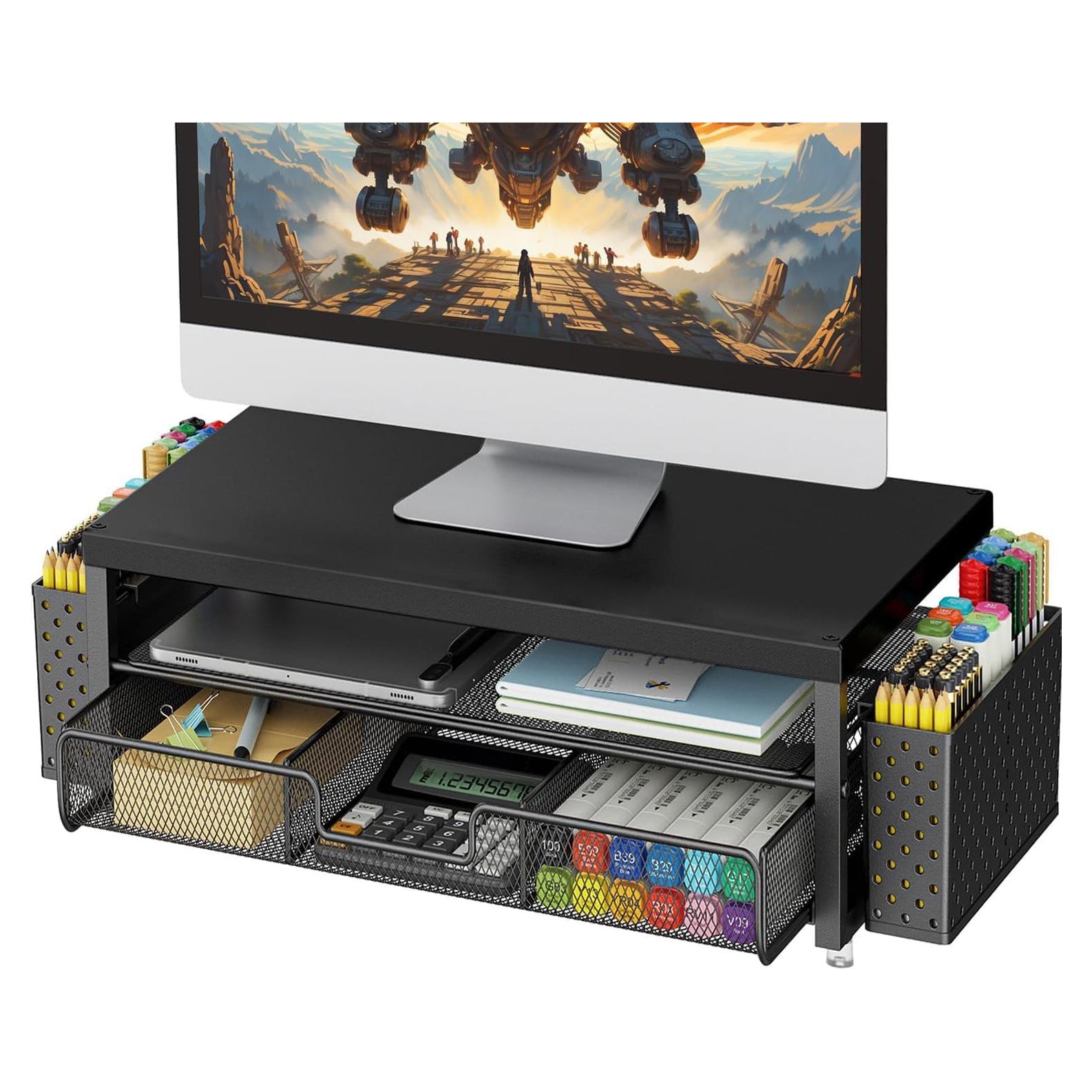 Soporte para Monitor Ergonomico Gianotter con Cajón y Portalápices