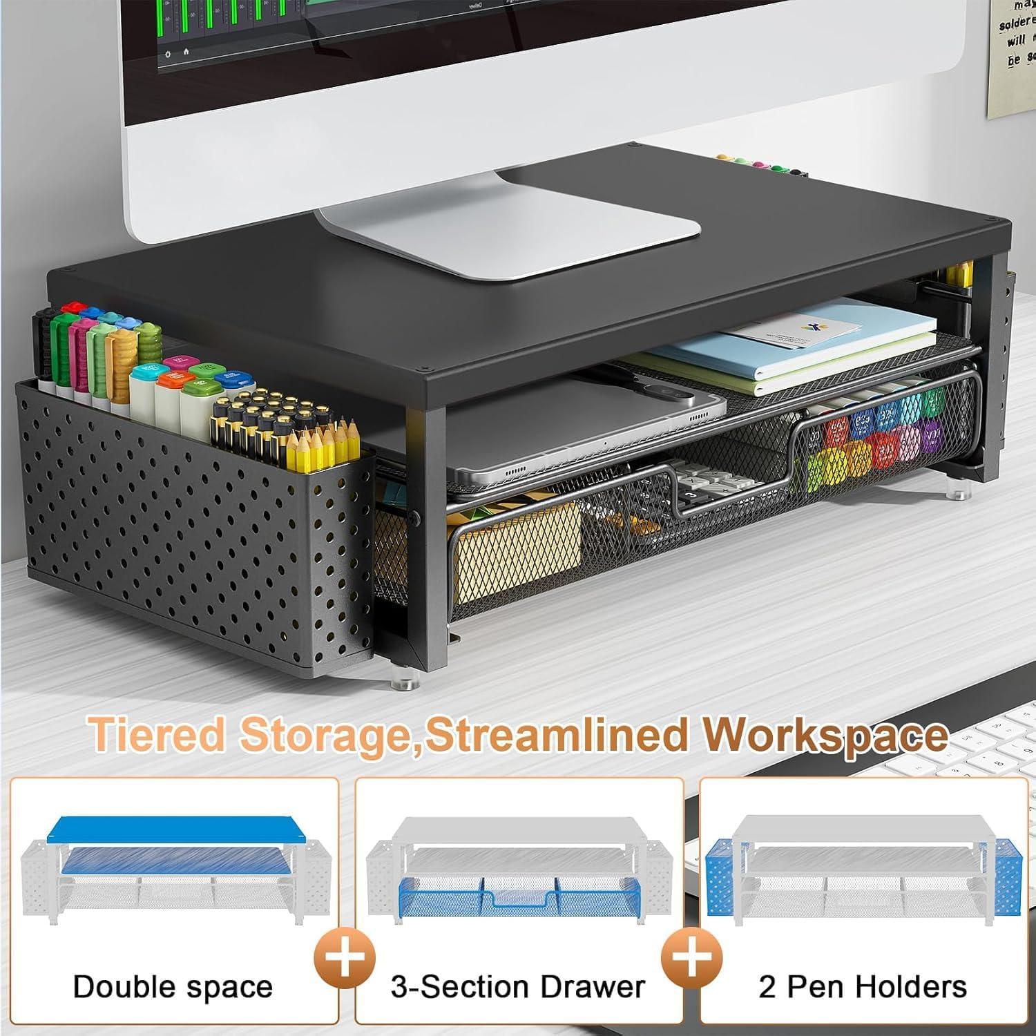 Soporte para Monitor Ergonomico Gianotter con Cajón y Portalápices