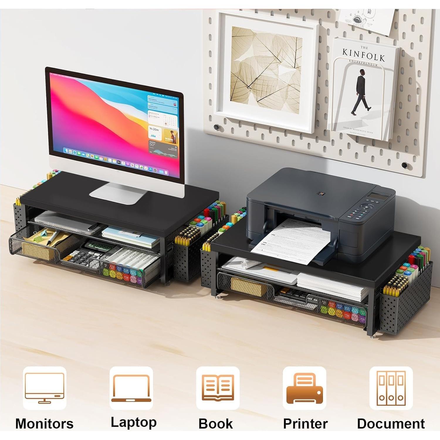 Soporte para Monitor Ergonomico Gianotter con Cajón y Portalápices