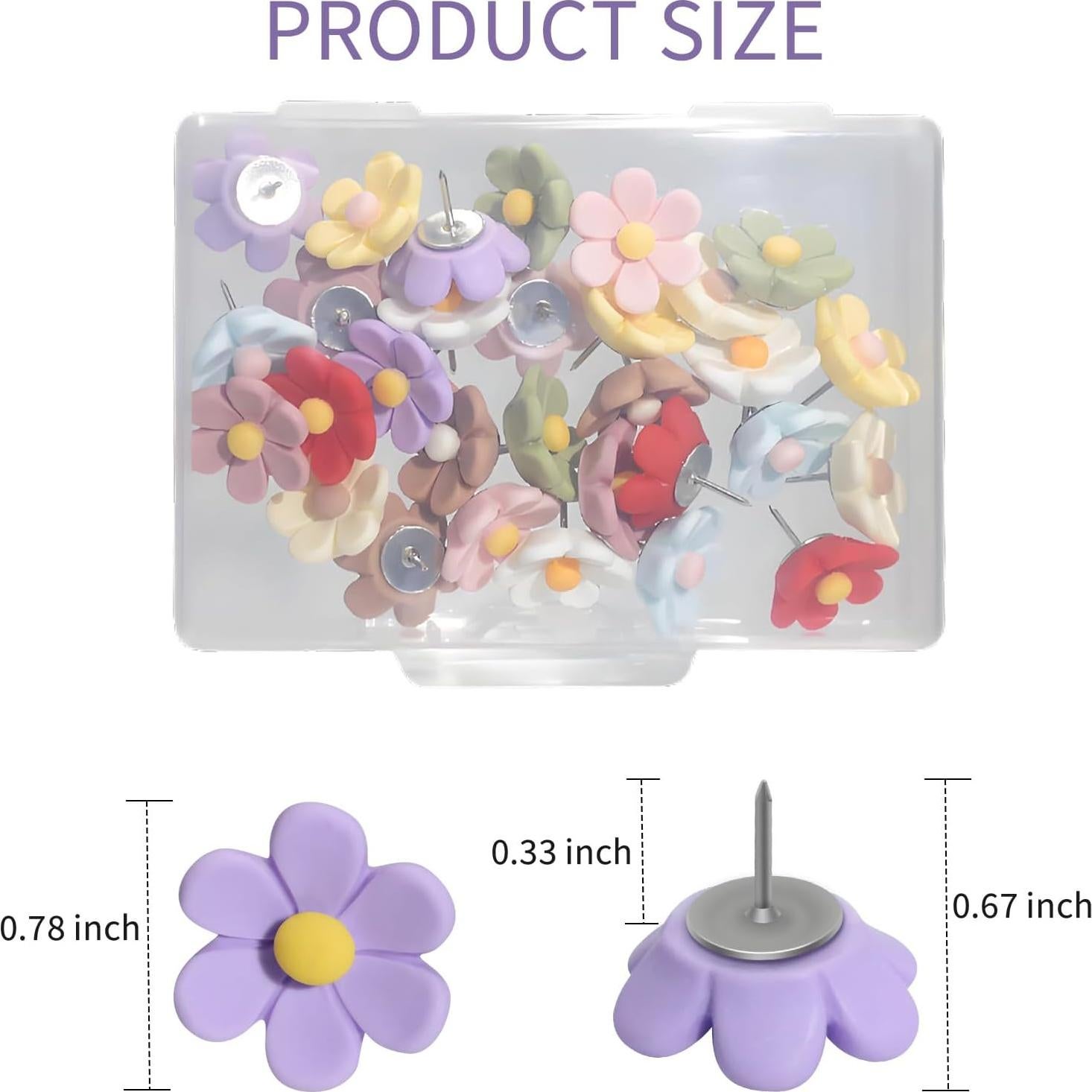 30 Chinchetas Decorativas Aphrordity Flores Coloridas