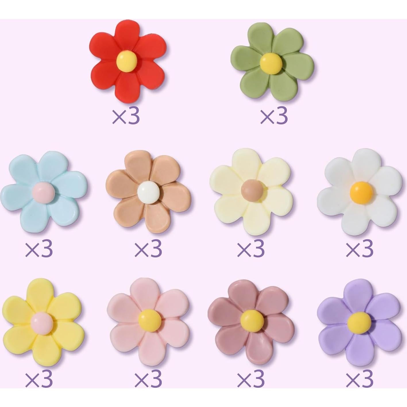 30 Chinchetas Decorativas Aphrordity Flores Coloridas