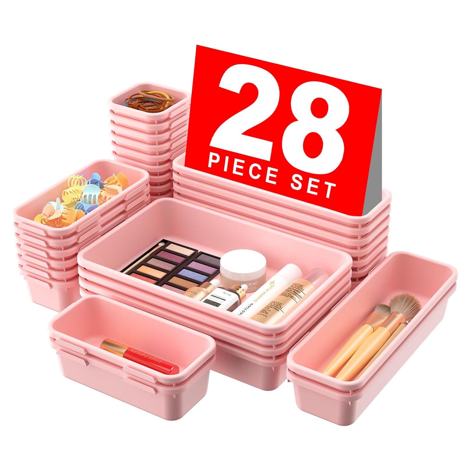 Organizador de Cajones A-LuGei 28 Piezas Rosa 4 Tamaños