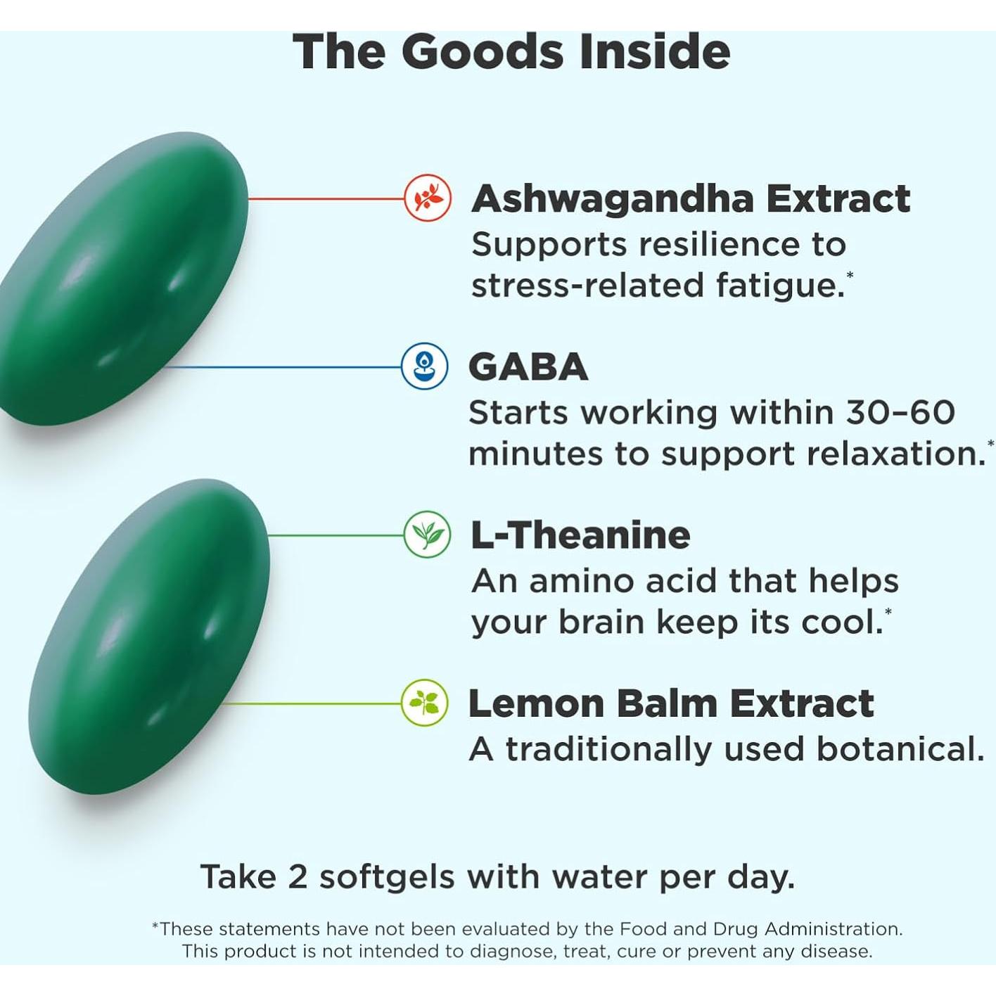 Suplemento OLLY Goodbye Stress Softgels - 60 Cápsulas