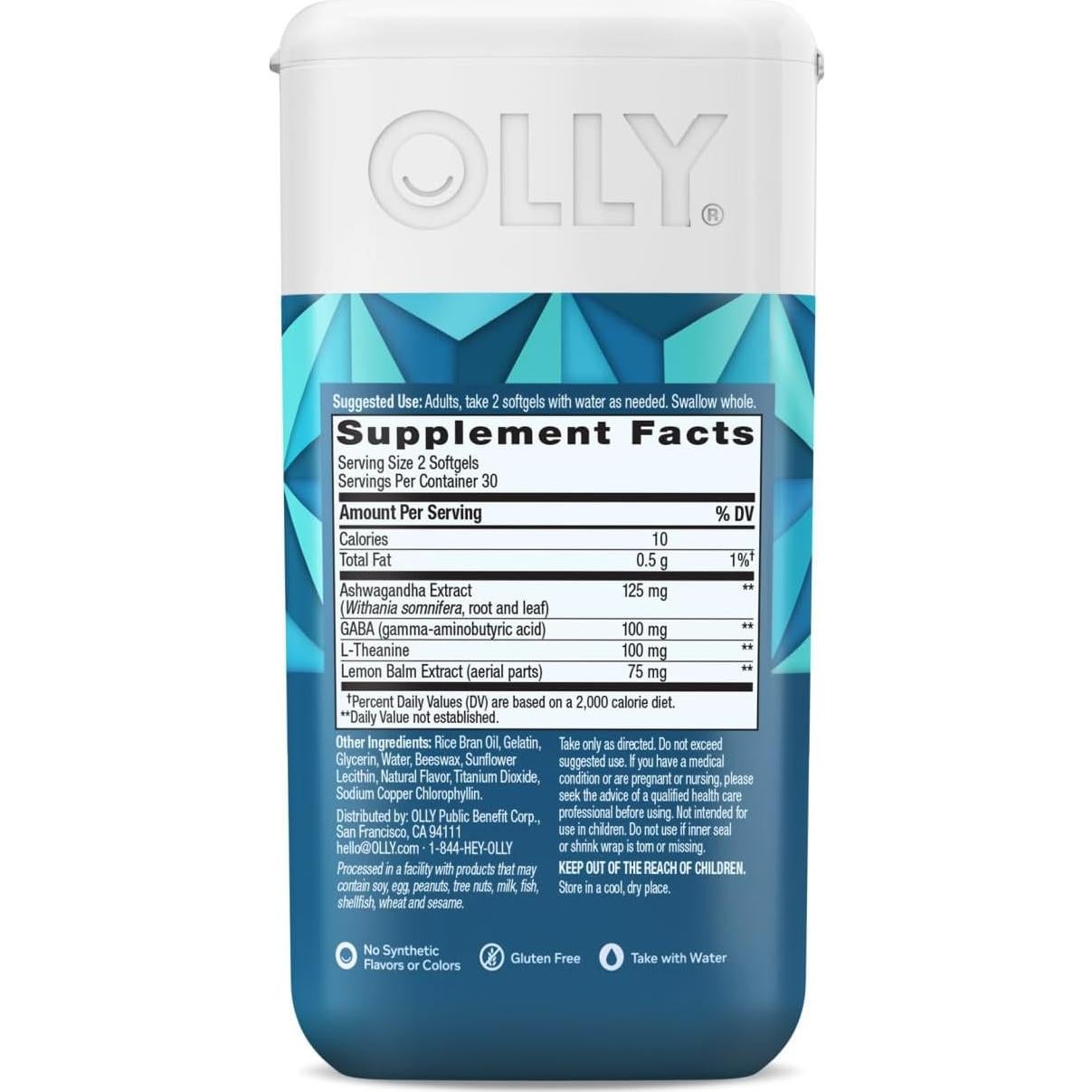 Suplemento OLLY Goodbye Stress Softgels - 60 Cápsulas