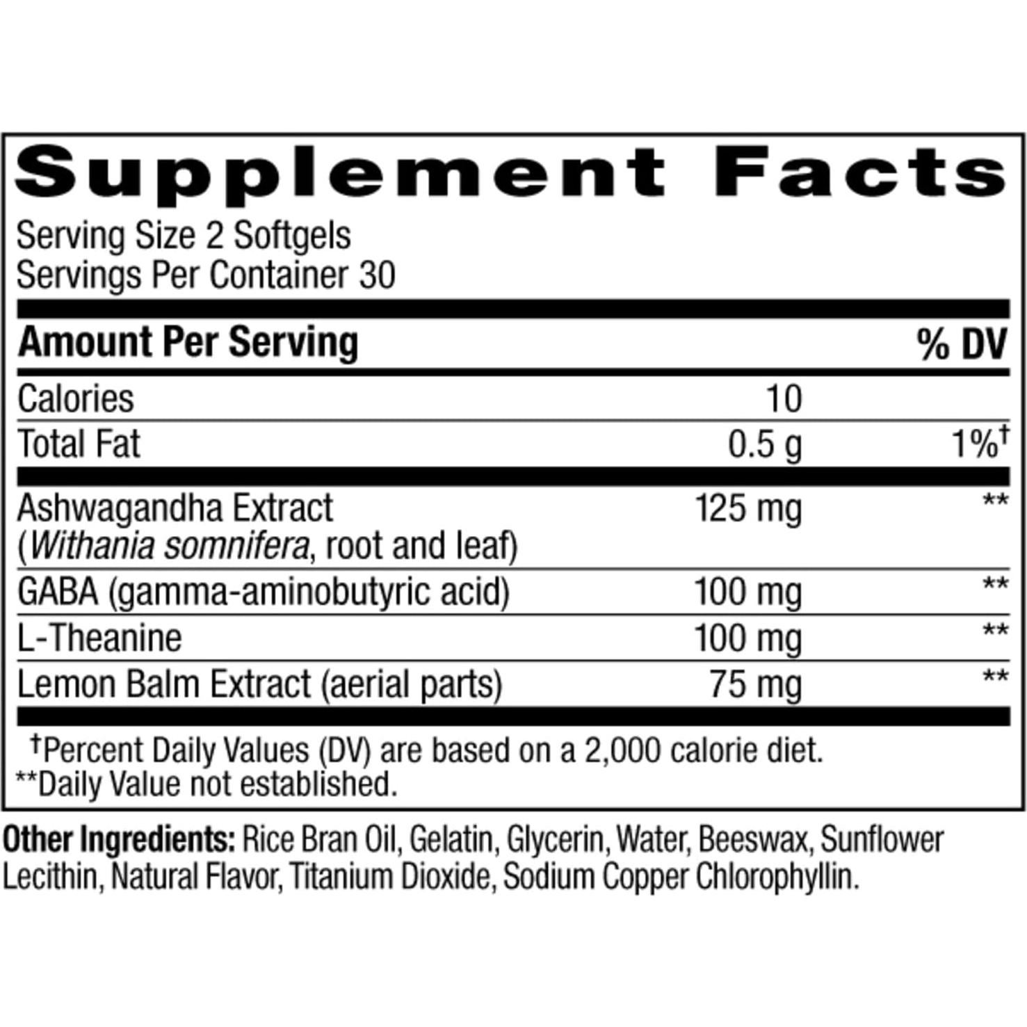 Suplemento OLLY Goodbye Stress Softgels - 60 Cápsulas