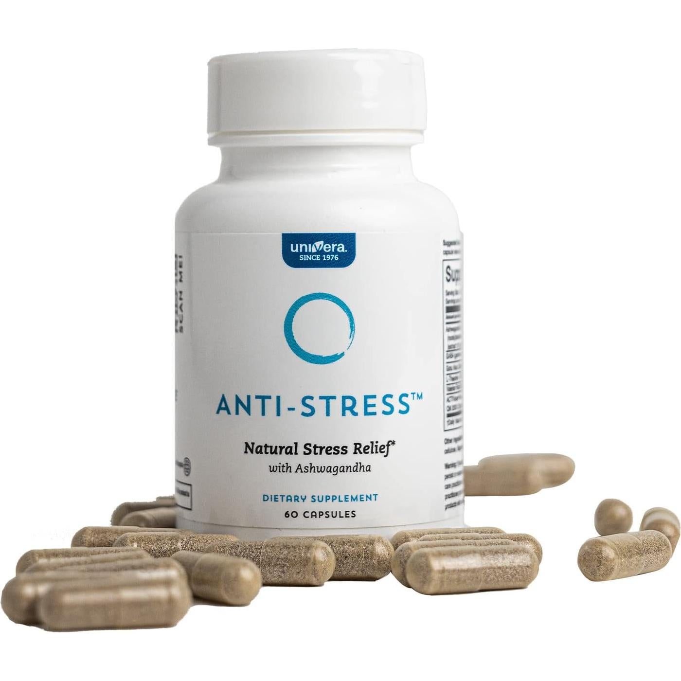 Suplemento Anti-Estrés Univera con Ashwagandha y GABA, 60 Cápsulas