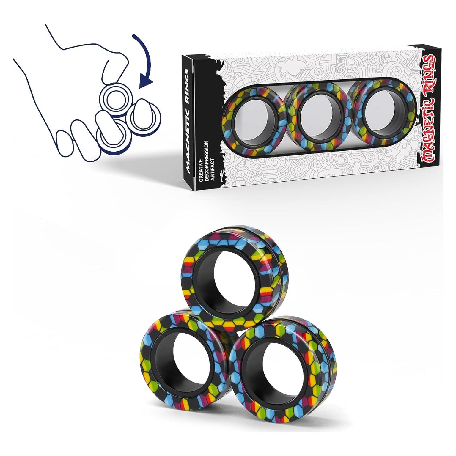 Juego de Anillos Antiestrés Magnéticos YZ - 3 Piezas Coloridas