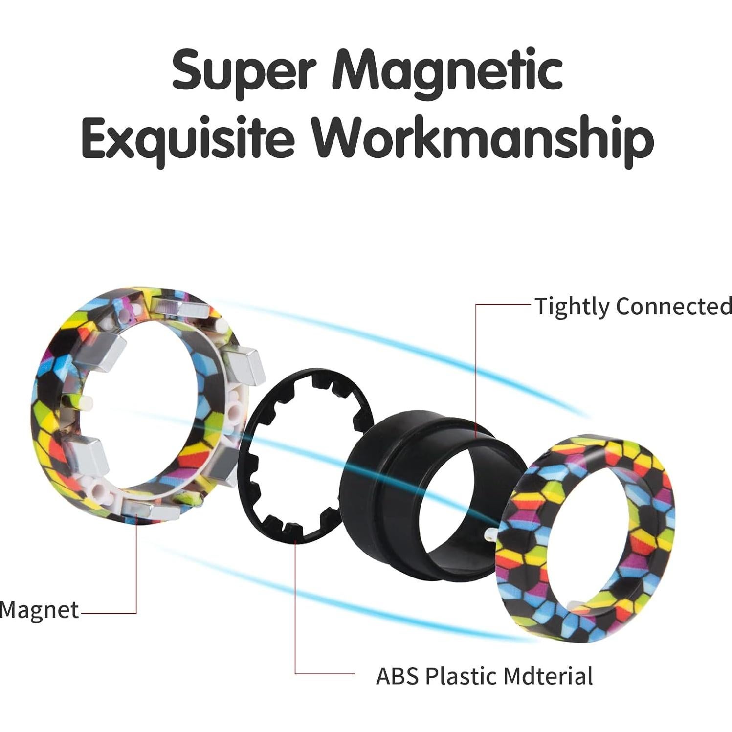 Juego de Anillos Antiestrés Magnéticos YZ - 3 Piezas Coloridas