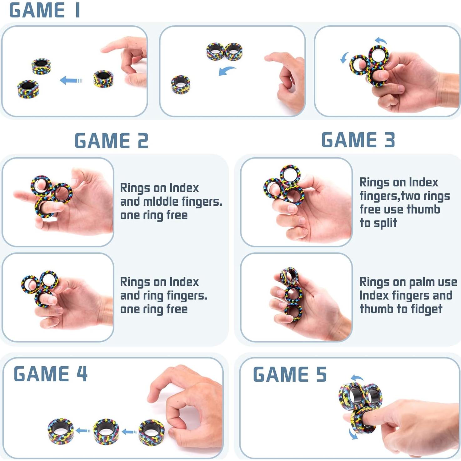 Juego de Anillos Antiestrés Magnéticos YZ - 3 Piezas Coloridas