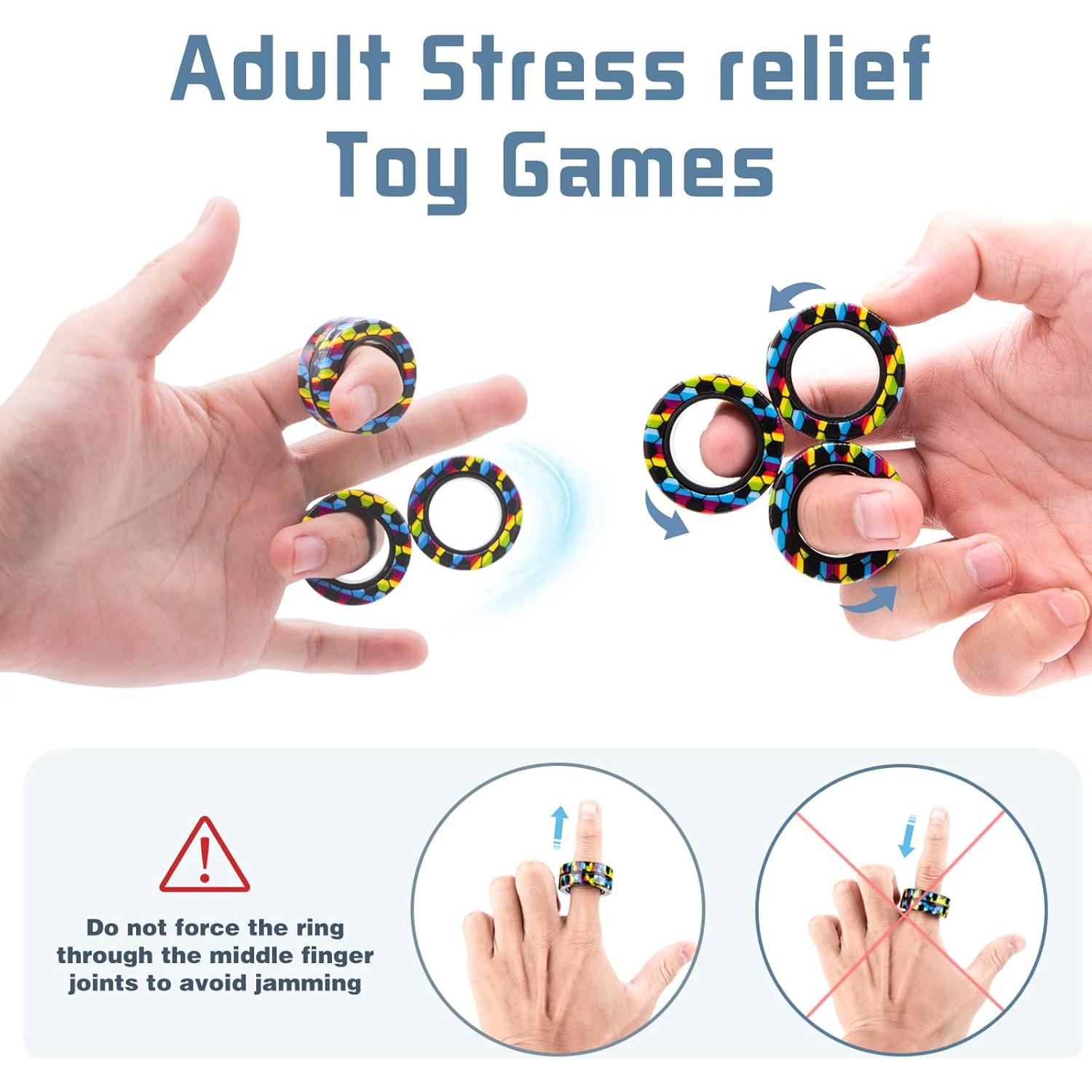 Juego de Anillos Antiestrés Magnéticos YZ - 3 Piezas Coloridas