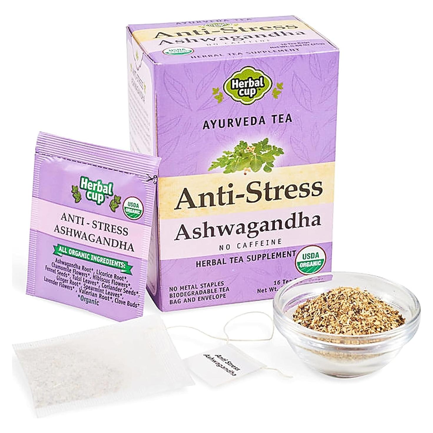 Té de Ashwagandha Herbal Cup 16 Bolsitas Orgánico Antiestrés