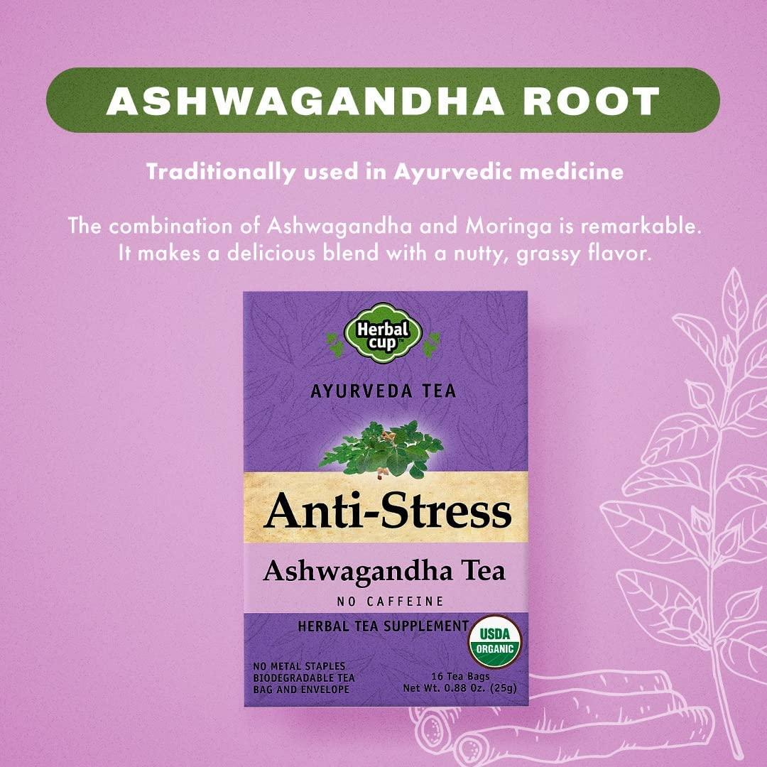 Té de Ashwagandha Herbal Cup 16 Bolsitas Orgánico Antiestrés