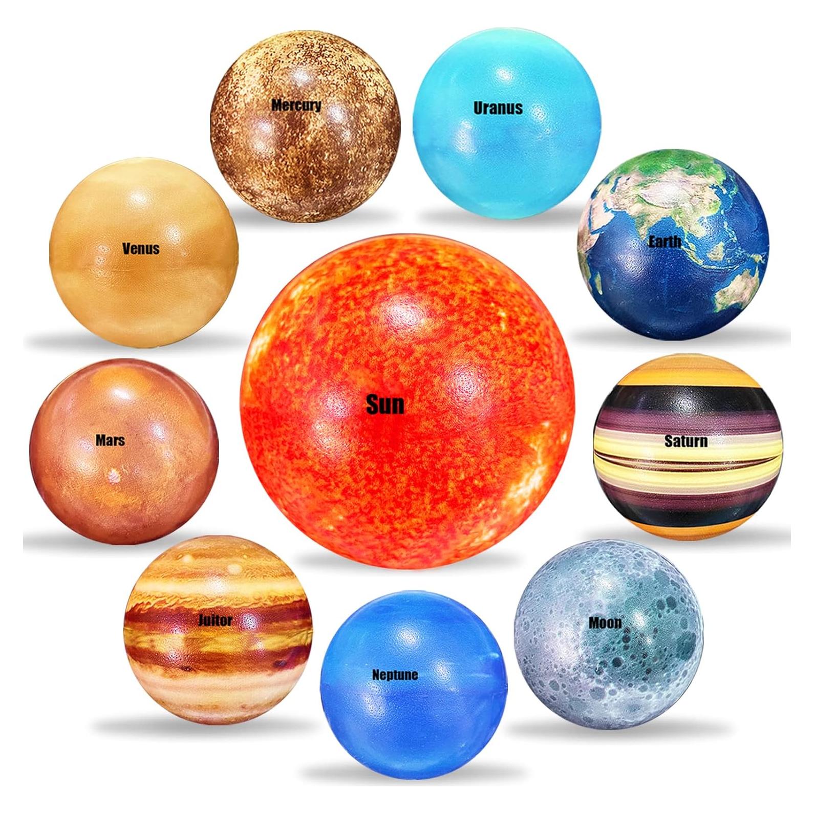 10 Pelotas de Estrés Sistema Solar Dshengoo 25,9x17,8cm