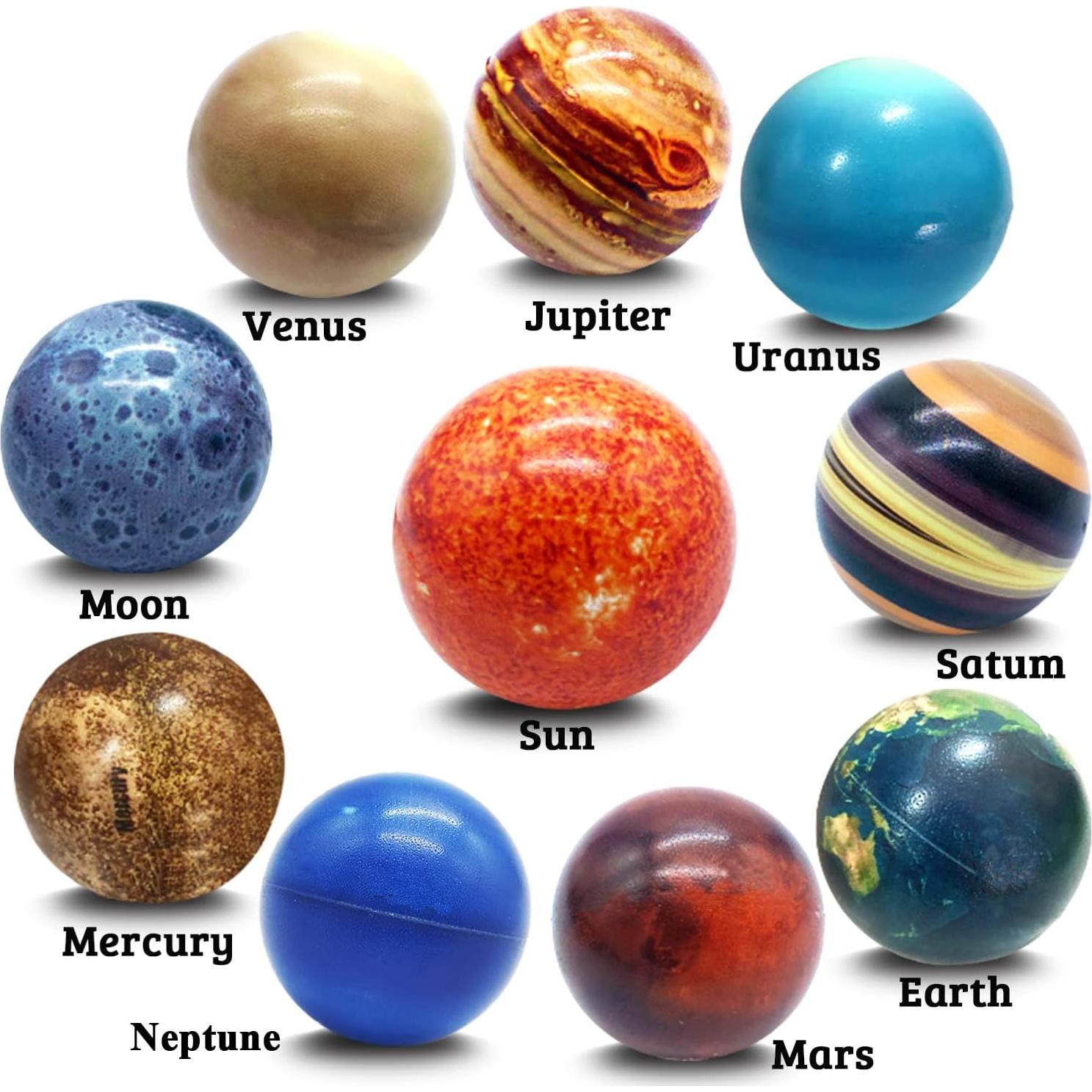 10 Pelotas de Estrés Sistema Solar Dshengoo 25,9x17,8cm
