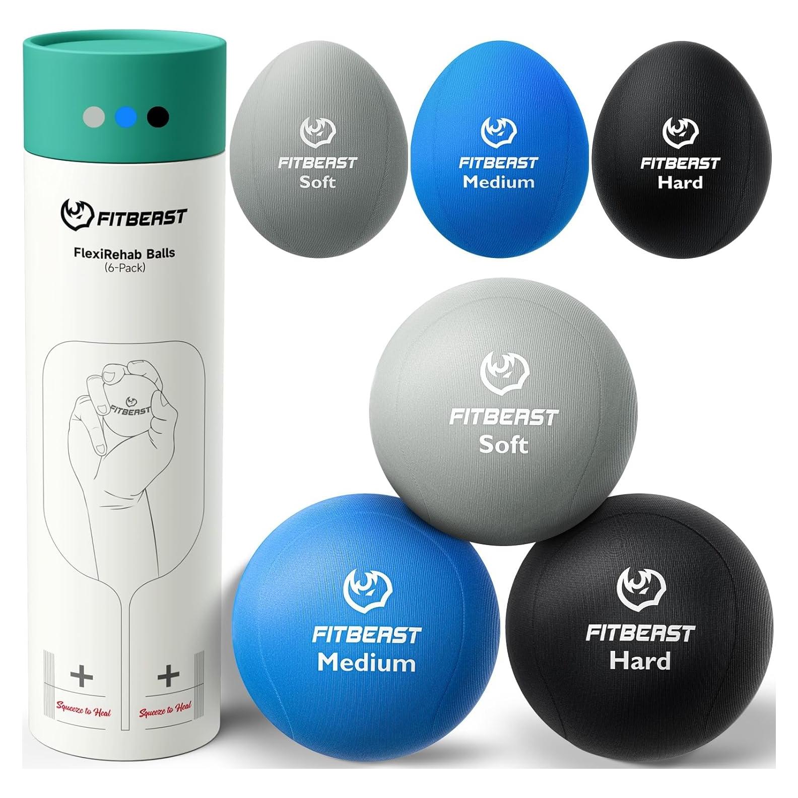 Set de 6 Pelotas Antiestrés FitBeast - Suave, Media, Dura