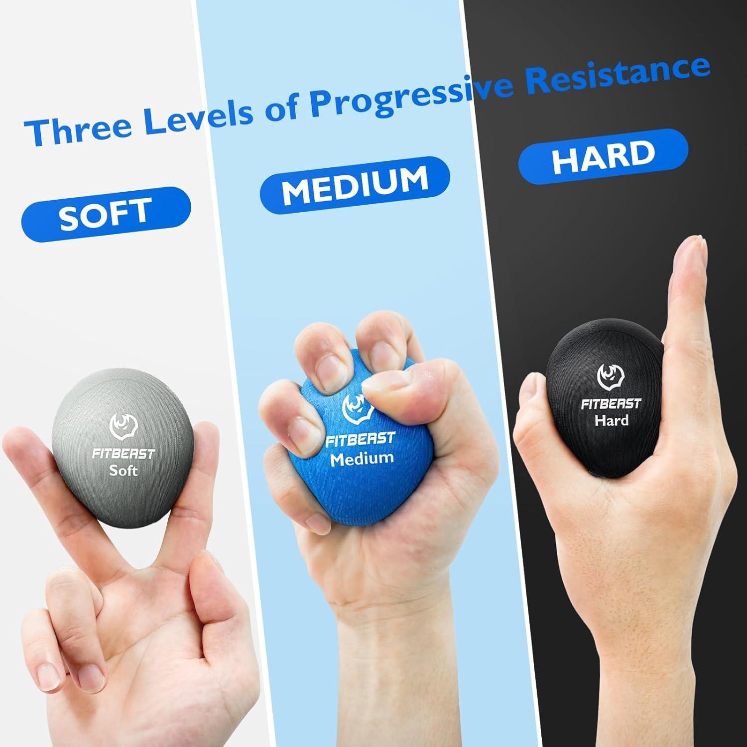 Set de 6 Pelotas Antiestrés FitBeast - Suave, Media, Dura
