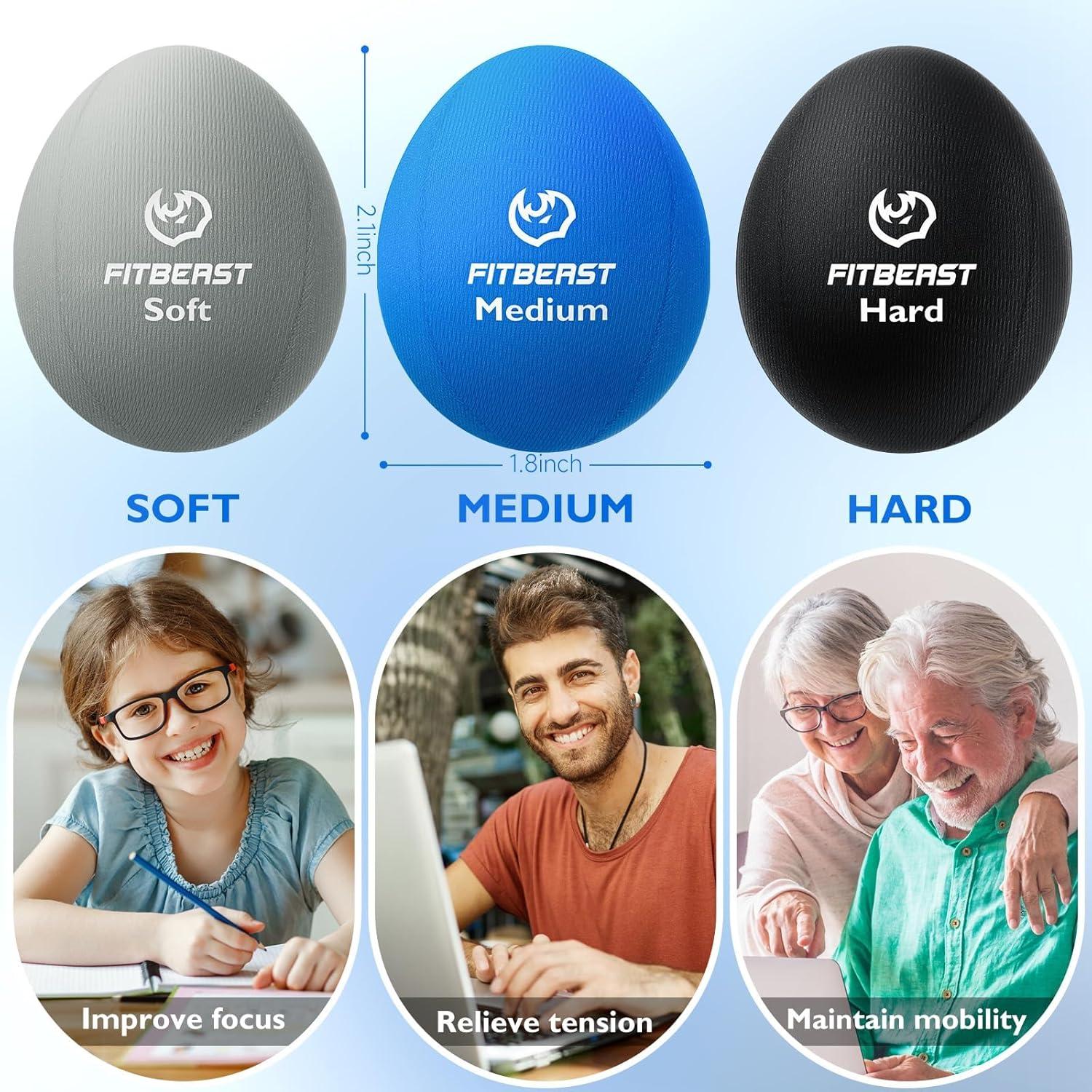 Set de 6 Pelotas Antiestrés FitBeast - Suave, Media, Dura