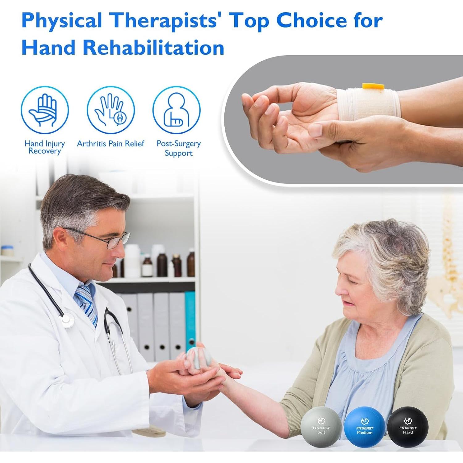 Set de 6 Pelotas Antiestrés FitBeast - Suave, Media, Dura