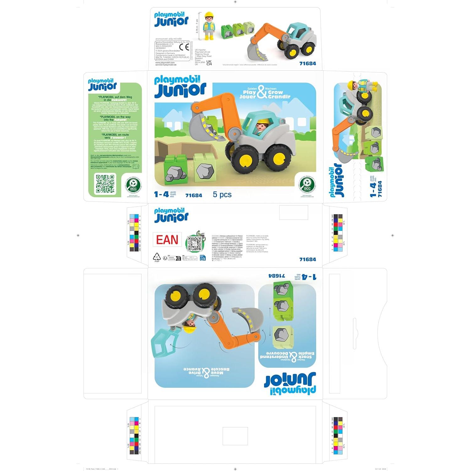 Excavadora de Palas Playmobil Junior para Niños 1-4 Años