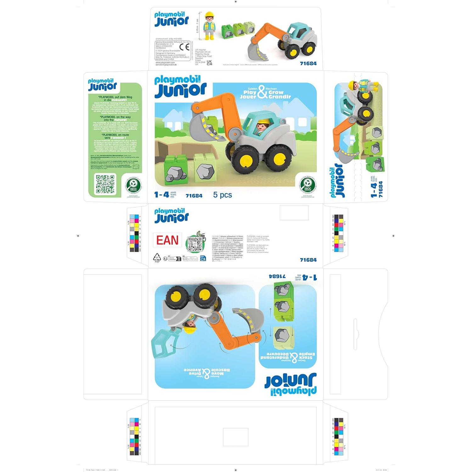 Excavadora de Palas Playmobil Junior para Niños 1-4 Años