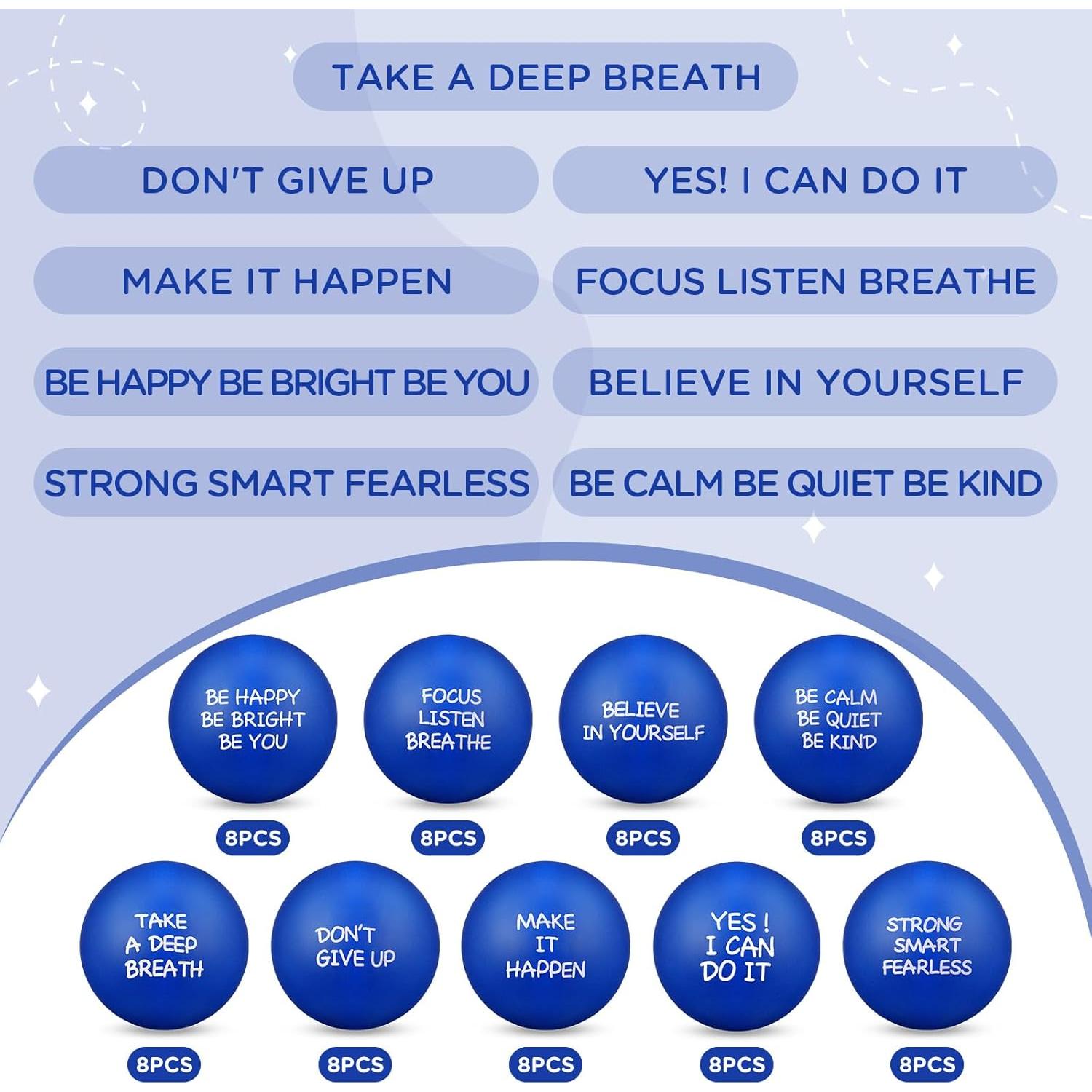 Shappy 72 Pelotas de Estrés Motivacionales Azul 4 cm