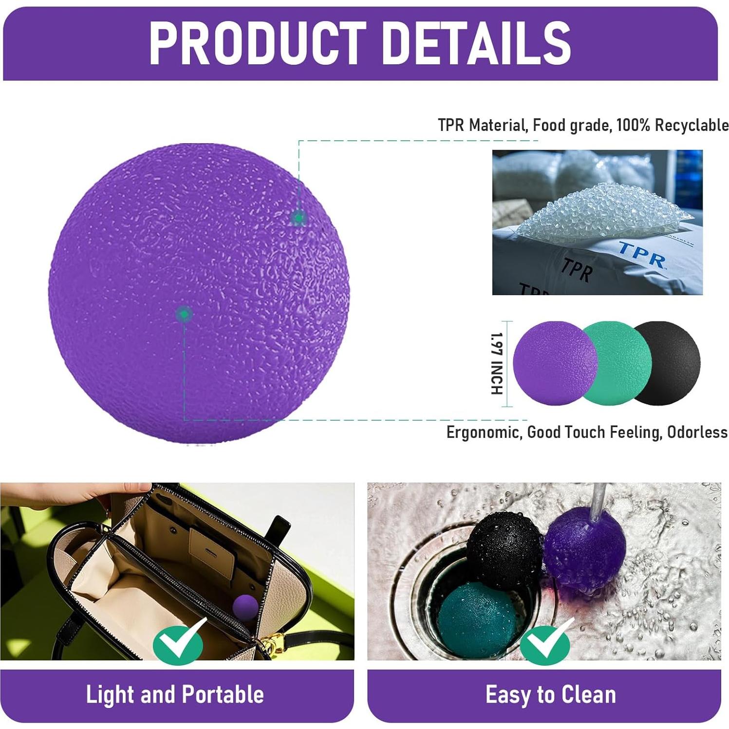 Paquete de 3 Pelotas Antiestrés RIDEHILL para Mano