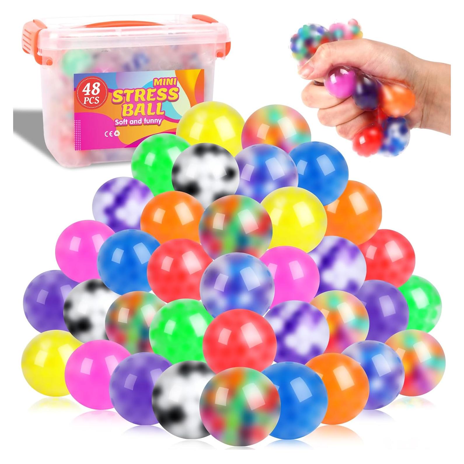 Paquete de 48 Pelotas Antiestrés VISCOO 3,56 cm Colores Variados